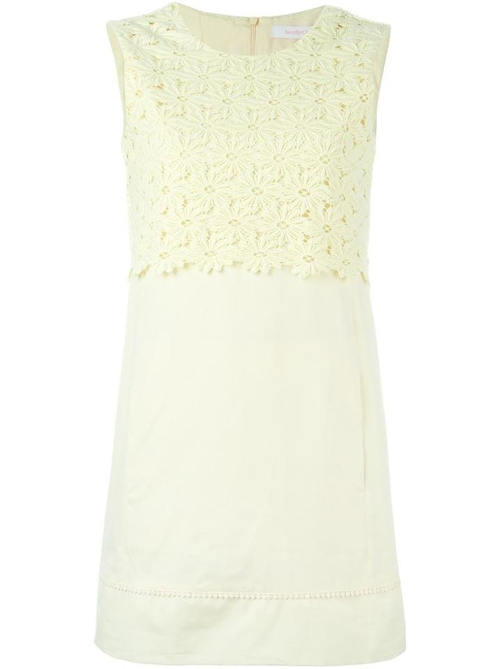 See By Chloé Floral Macramé Dress, Women's, Size: 34, Yellow/orange, Cotton