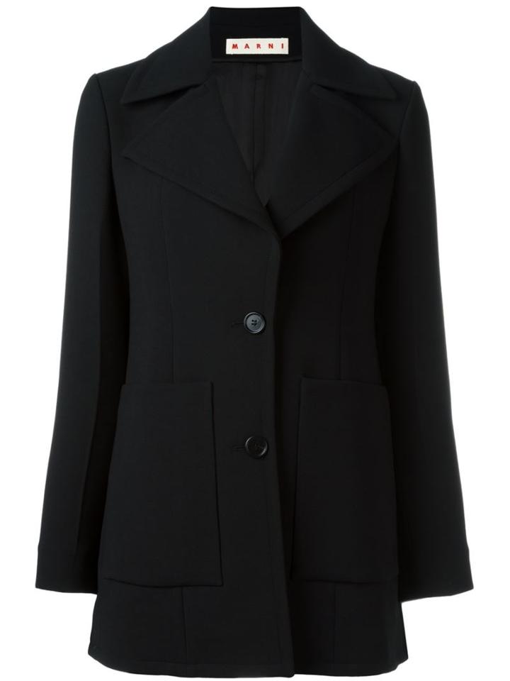 Marni Patch Pocket Jacket, Women's, Size: 42, Black, Cotton/viscose/virgin Wool
