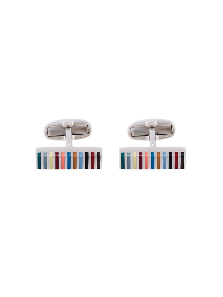 Paul Smith Striped Cufflinks, Men's, Metallic, Copper/zinc/enamel