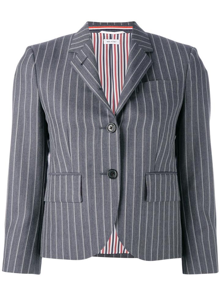 Thom Browne Pinstripe Blazer, Women's, Size: 38, Grey, Silk/mohair/wool