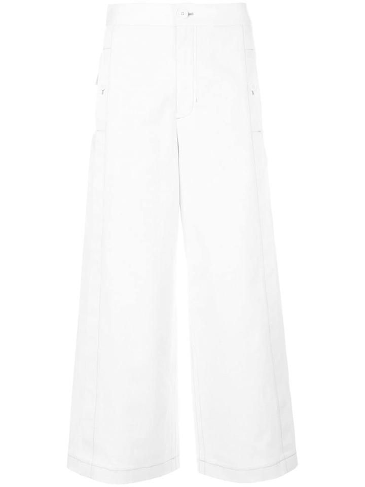 Helmut Lang Wide-legged Cropped Trousers - Neutrals