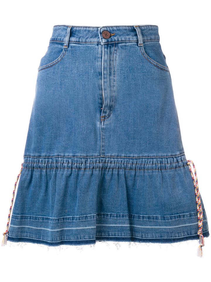 See By Chloé Drawstring Detail Denim Skirt - Blue