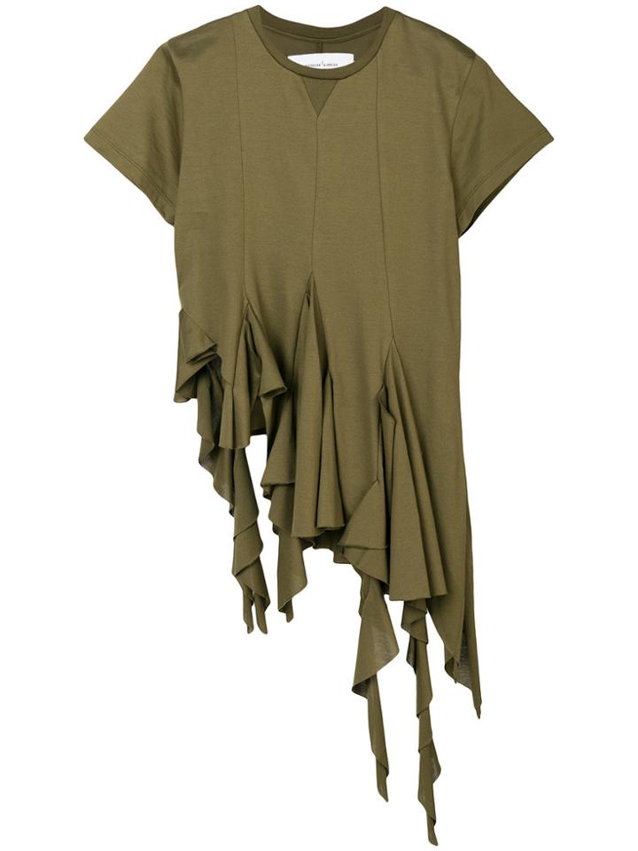 Marques'almeida Asymmetric Ruffled T-shirt - Green