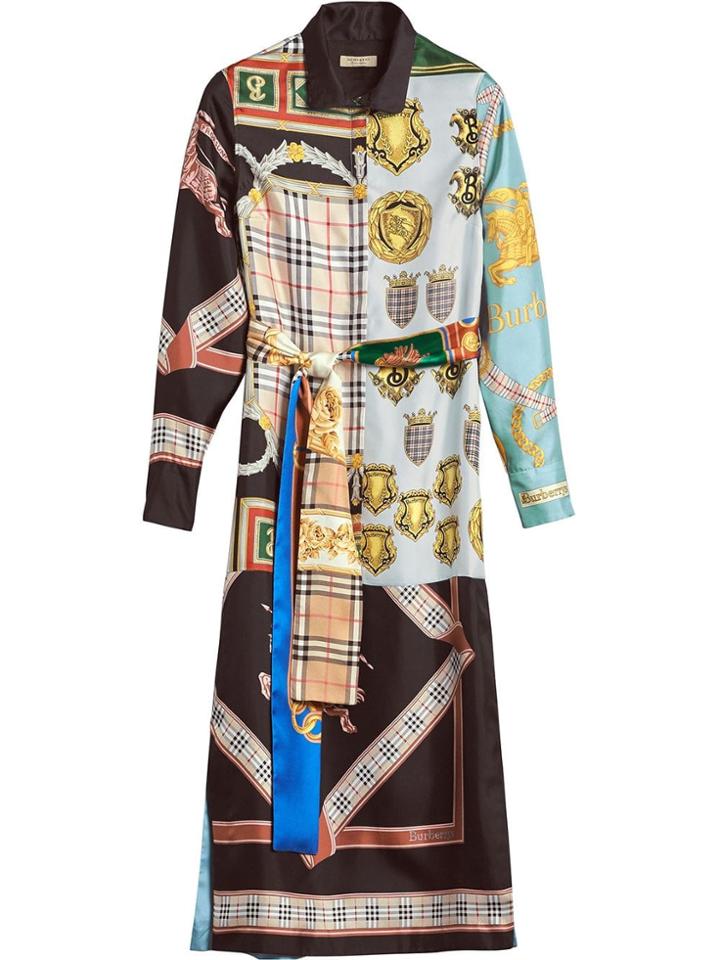 Burberry Archive Scarf Print Silk Dress - Black