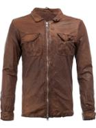 Giorgio Brato Zipped Shirt Jacket, Size: 54, Brown, Cotton/leather
