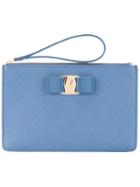 Salvatore Ferragamo - Loop Handle Clutch - Women - Calf Leather - One Size, Blue, Calf Leather