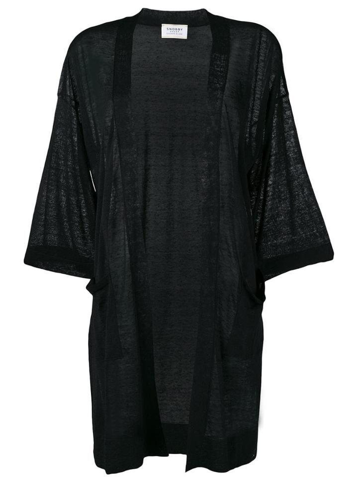 Snobby Sheep Open-front Draped Cardigan - Black