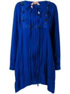 No21 - Embellished Lace-up Shift Dress - Women - Silk/acetate - 44, Blue, Silk/acetate