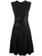Giorgio Armani Abito Sequin Flared Dress, Women's, Size: 44, Black, Viscose/polyamide/polyester/spandex/elastane