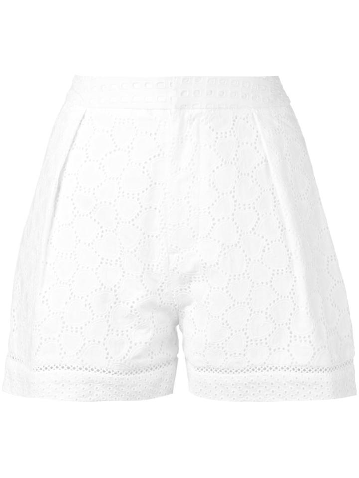 Markus Lupfer - Broderie Anglaise Shorts - Women - Cotton - Xs, White, Cotton