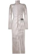 Alessandra Rich Crystal Mesh Fitted Dress - Neutrals