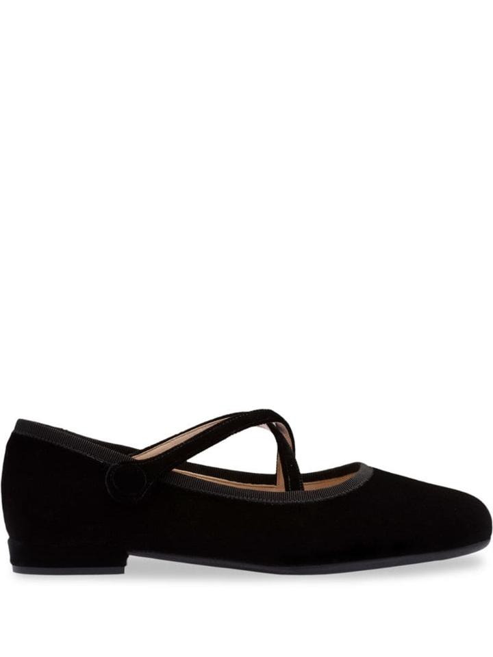 Miu Miu Crossover Strappy Ballerinas - Black