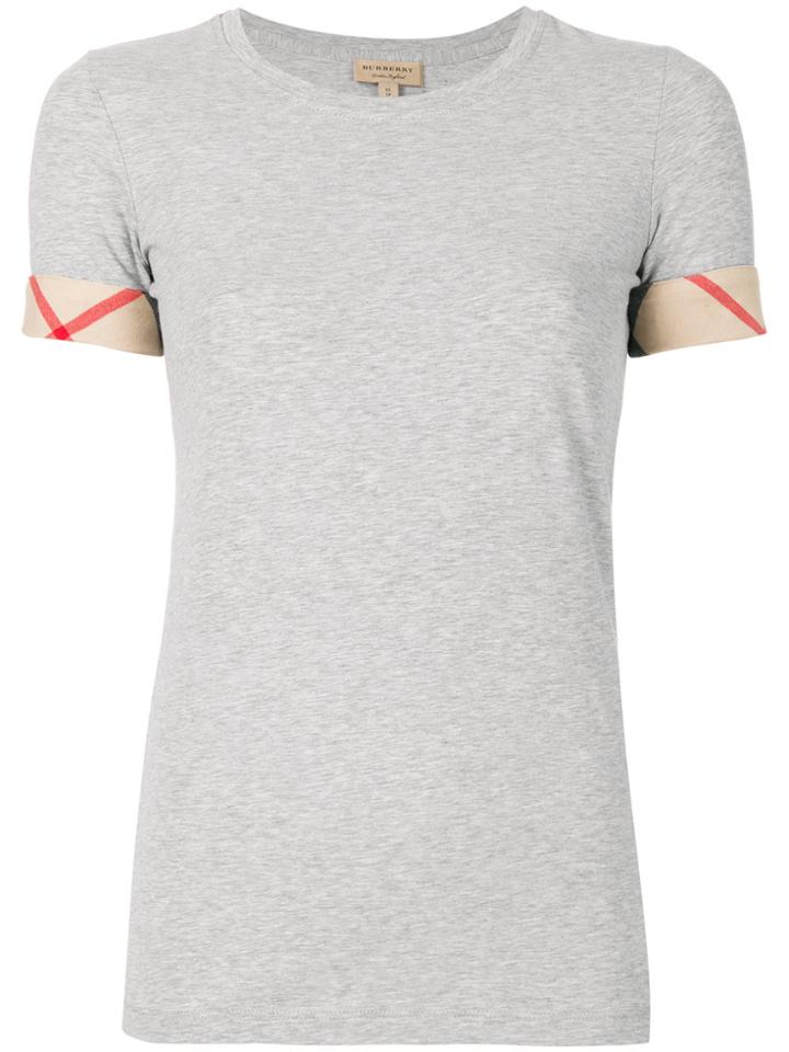 Burberry Check Detail T-shirt - Grey
