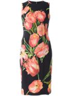 Dolce & Gabbana Tulip Print Dress, Women's, Size: 42, Black, Viscose/silk/spandex/elastane