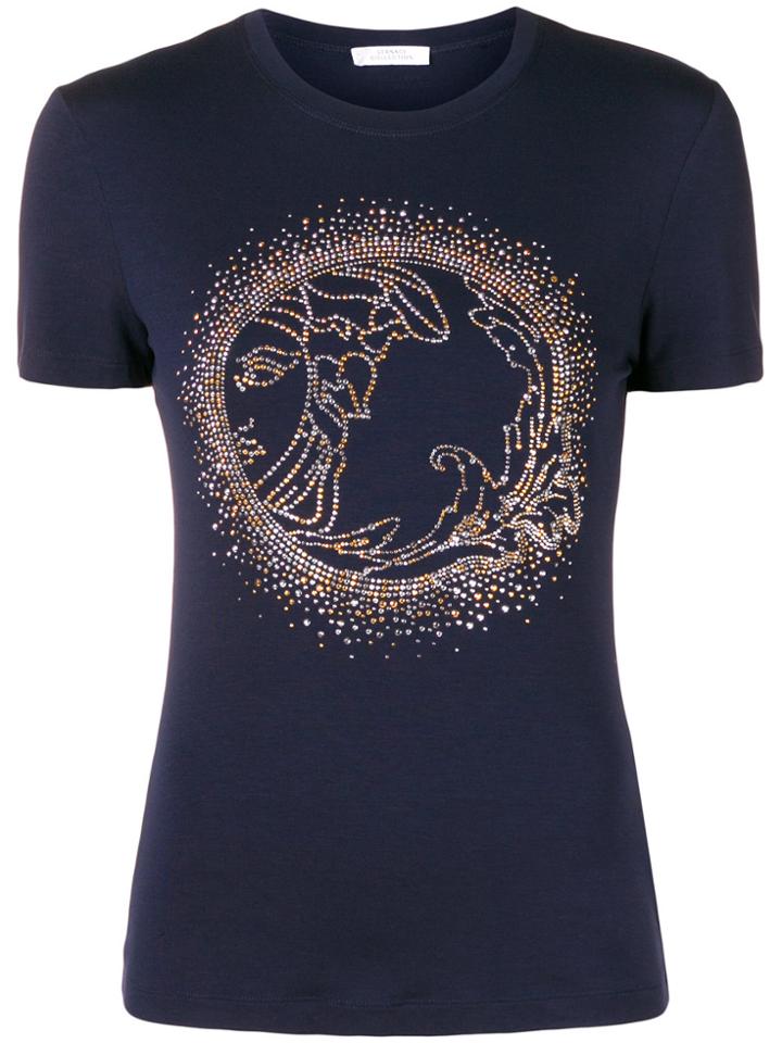 Versace Collection Embellished Medusa T-shirt - Blue