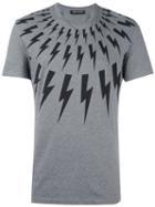 Neil Barrett Lightning Bolt Print T-shirt, Men's, Size: Xxs, Grey, Cotton