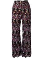 Self-portrait Floral Macrame Trousers - Neutrals