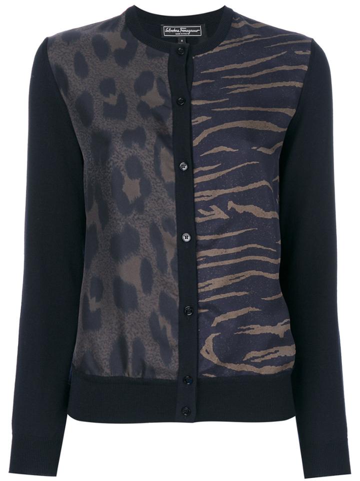Salvatore Ferragamo Animal Print Cardigan - Blue