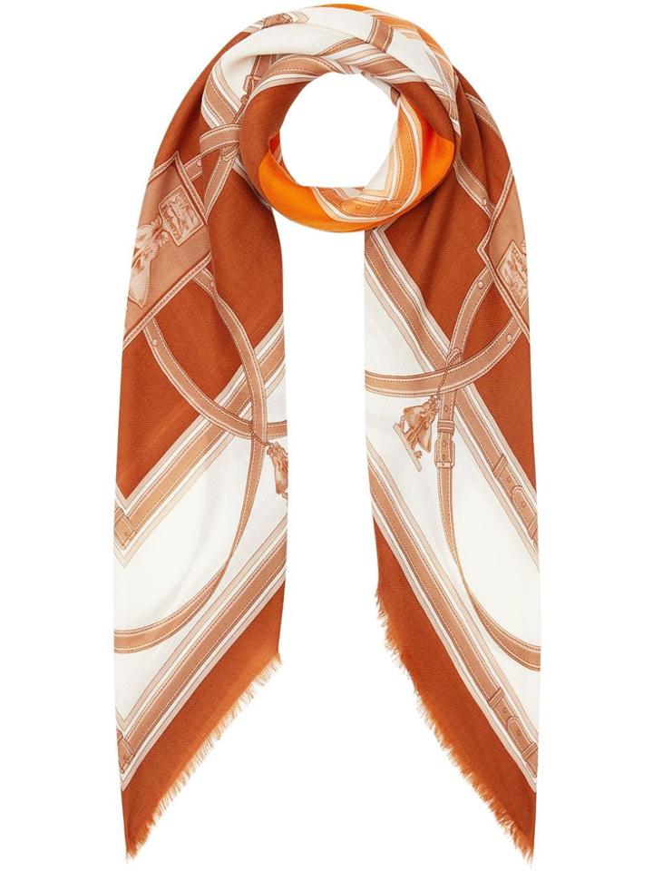 Burberry Archive Scarf Print Cashmere Large Square Scarf - Orange