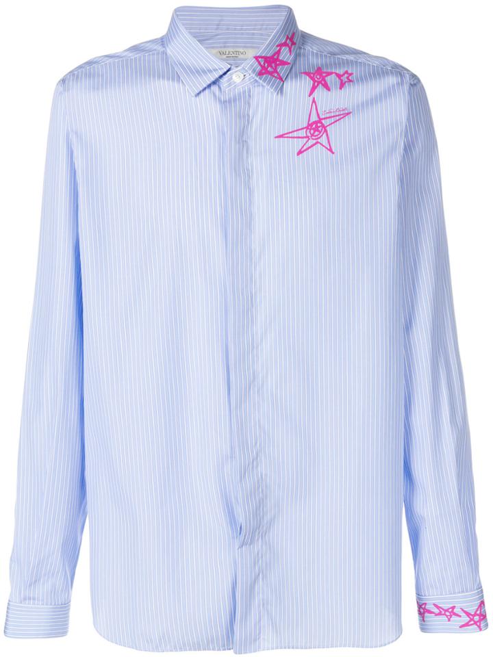 Valentino Lunar Star Striped Shirt - Blue