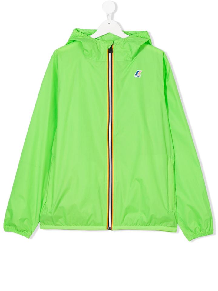 K Way Kids Hooded Zip Jacket - Green