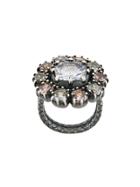 Bottega Veneta Multicolour Cubic Zirconia Oxidized Silver Necklace -
