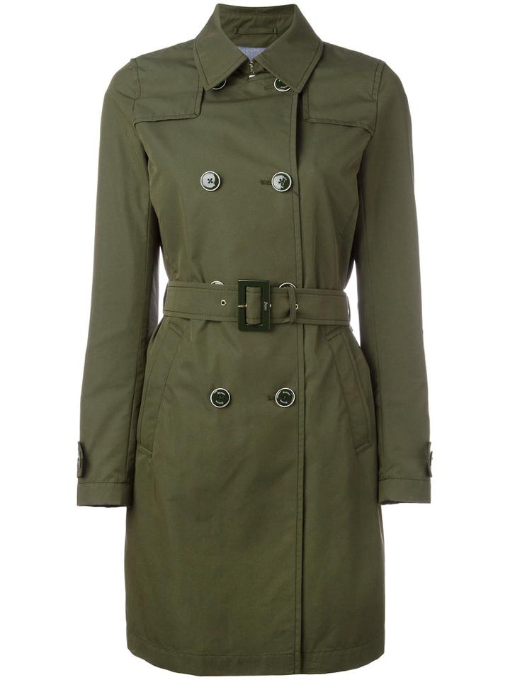 Herno - Belted Trench Coat - Women - Cotton/polyimide - 40, Green, Cotton/polyimide
