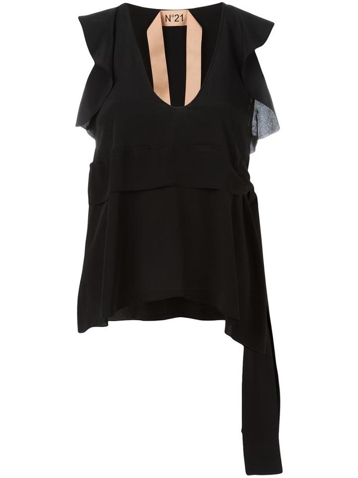 No21 Ruffle Top, Women's, Size: 40, Black, Acetate/silk