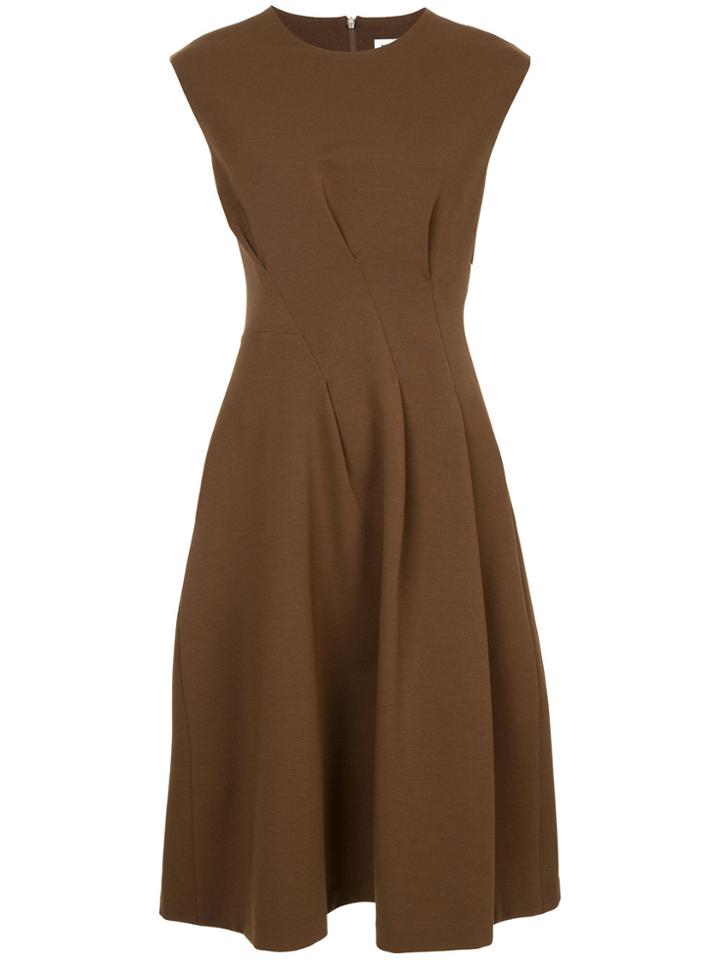 Jil Sander Cinched Waist Midi Dress - Brown