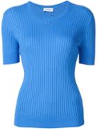 Courrèges Ribbed Sweater, Women's, Size: 4, Blue, Cotton/cashmere