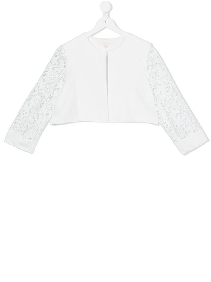Loredana - Teen Lace Sleeve Bolero Jacket - Kids - Cotton/polyester/spandex/elastane - 14 Yrs, White