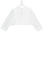 Loredana - Teen Lace Sleeve Bolero Jacket - Kids - Cotton/polyester/spandex/elastane - 14 Yrs, White