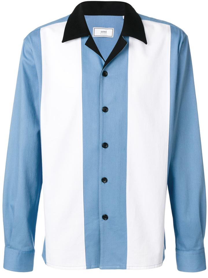Ami Alexandre Mattiussi Striped Panel Shirt - Blue