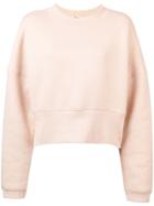 T By Alexander Wang Cropped Casual Sweatshirt - Nude & Neutrals