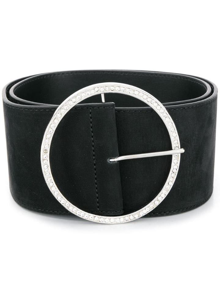 Alessandra Rich Circular Buckle Belt - Black