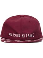Maison Kitsuné Embroidered Logo Cap, Men's, Red, Cotton/polyester
