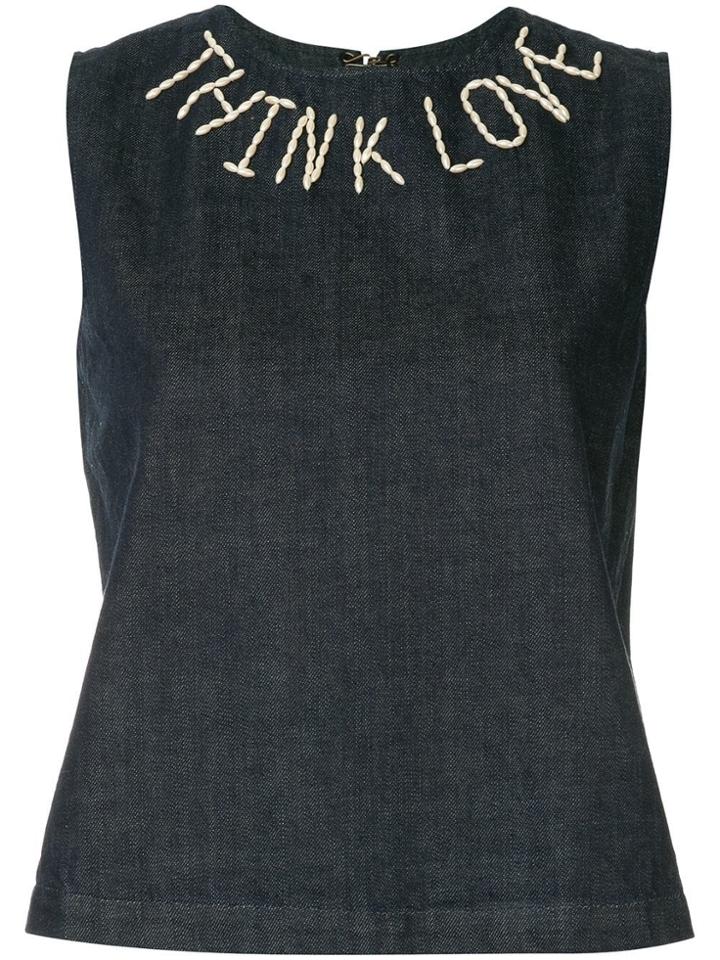 Tu Es Mon Trésor Think Love Tank Top - Blue