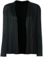 Pleats Please By Issey Miyake Open Pleated Cardigan, Women's, Size: 5, Black, Polyester