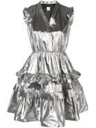 Pinko Metallic Ruffle Mini Dress - Grey