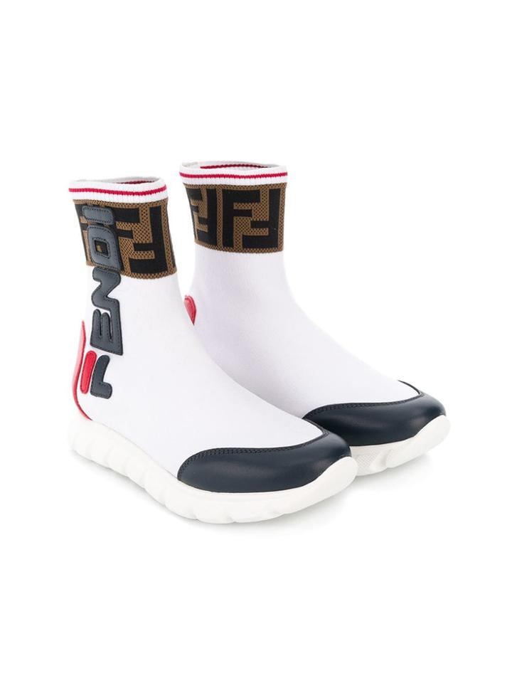 Fendi Kids Fendi Mania Colour-block Logo Sneaker Boots - White