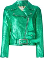 Golden Goose Deluxe Brand Classic Biker Jacket, Women's, Size: M, Green, Leather/viscose/cupro