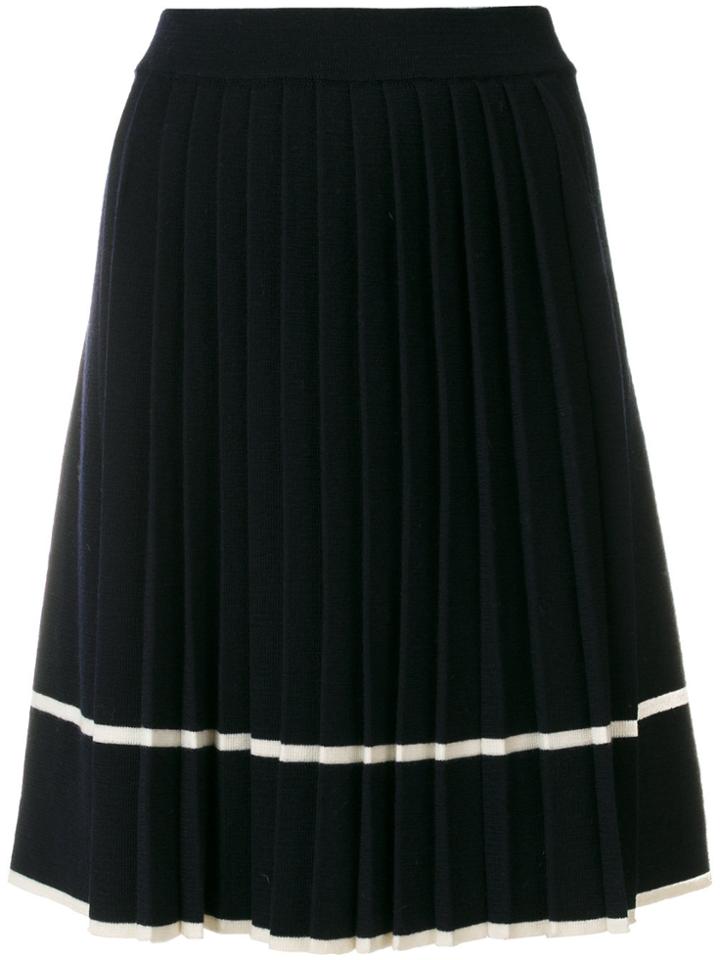 Chinti & Parker Stripe Pleated Skirt - Blue