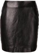 Mugler Leather Eyelets Embellished Skirt