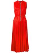 Victoria Beckham Zip Front Pleated Dress, Women's, Size: 10, Red, Viscose