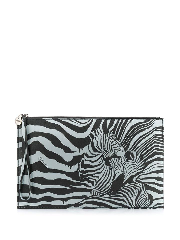Just Cavalli Zebra Print Clutch Bag - Black