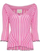 Cap Marisa V-neck Knitted Top - Pink & Purple
