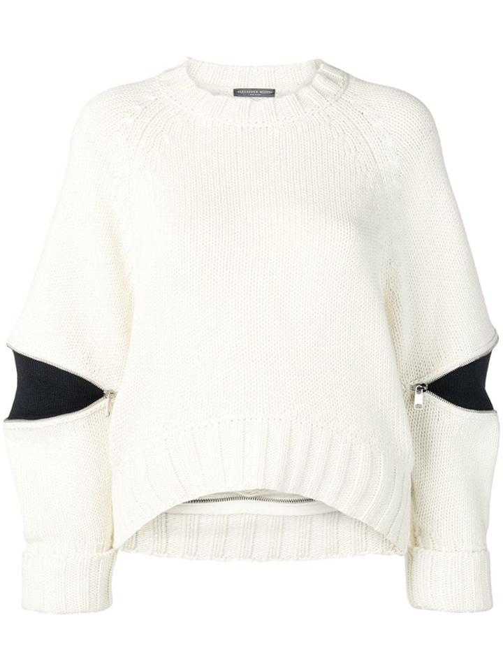 Alexander Mcqueen Zipped Sleeve Sweater - White