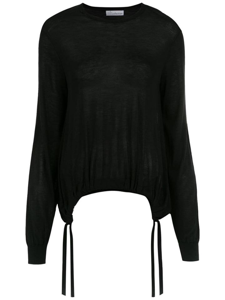 Nk Collection Drawstring Knit Blouse - Black