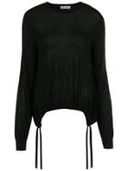 Nk Collection Drawstring Knit Blouse - Black