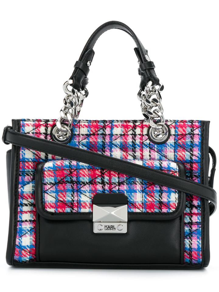 Karl Lagerfeld Quilted Tweed Mini Tote - Multicolour